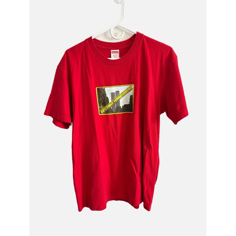 Supreme Authentic Greetings From NY Red Cotton T-Shirt Mens Medium